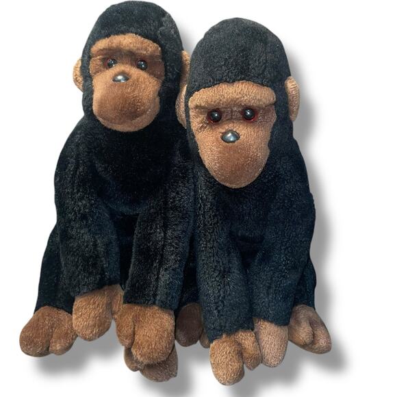 Vintage Ty Beanie Buddies Plush Gorilla Congo Stuffed Animal Nursery 11" Lot x2 - Picture 9 of 10